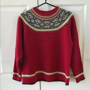 Talbots Red Wool Fair Isle Sweater